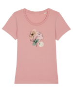 Flowers  Tricou mânecă scurtă guler larg fitted Damă Expresser