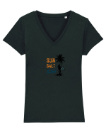Sun. Salt. Surf. Tricou mânecă scurtă guler V Damă Evoker