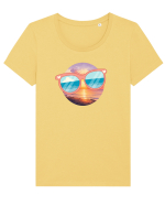 Summer vibes  Tricou mânecă scurtă guler larg fitted Damă Expresser
