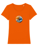 Busolă  Tricou mânecă scurtă guler larg fitted Damă Expresser