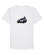 Car Tricou mânecă scurtă guler larg Bărbat Skater