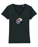 Owl  Tricou mânecă scurtă guler V Damă Evoker