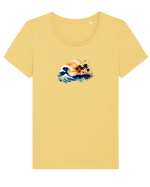 Summer vibes  Tricou mânecă scurtă guler larg fitted Damă Expresser