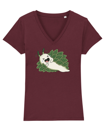 Funny Laughing Leaf Sea Slug Cartoon Cute Ocean Mollusk Nature Humor Burgundy