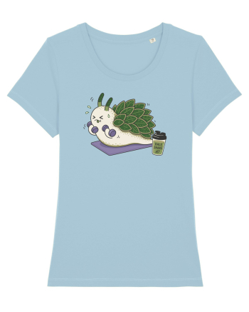 Funny Leaf Sheep Sea Slug Gym Cartoon Cute Marine Fitness Workout Humor Sky Blue