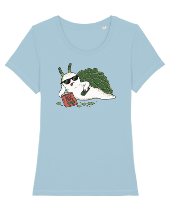 Funny Relaxing Leaf Sheep Sea Slug Cartoon Cute Ocean Animal TV Snack Humor Sky Blue