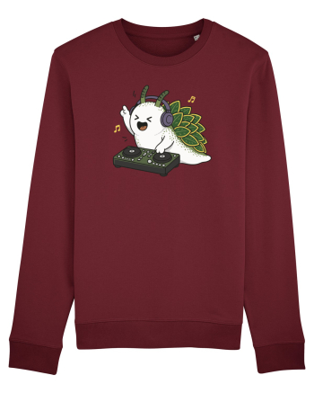 Funny DJ Leaf Sheep Sea Slug Cartoon Cute Music Lover Ocean Animal Burgundy