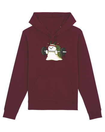 Funny Weightlifting Leaf Sheep Sea Slug Cartoon Cute Gym Ocean Burgundy
