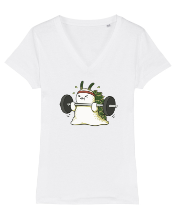 Funny Weightlifting Leaf Sheep Sea Slug Cartoon Cute Gym Ocean White