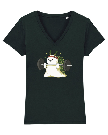 Funny Weightlifting Leaf Sheep Sea Slug Cartoon Cute Gym Ocean Black