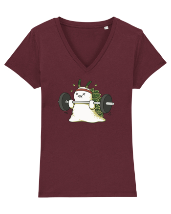 Funny Weightlifting Leaf Sheep Sea Slug Cartoon Cute Gym Ocean Burgundy