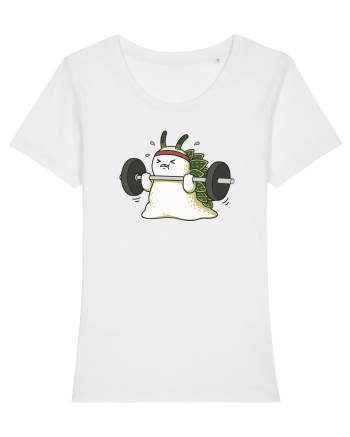 Funny Weightlifting Leaf Sheep Sea Slug Cartoon Cute Gym Ocean White