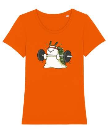 Funny Weightlifting Leaf Sheep Sea Slug Cartoon Cute Gym Ocean Bright Orange