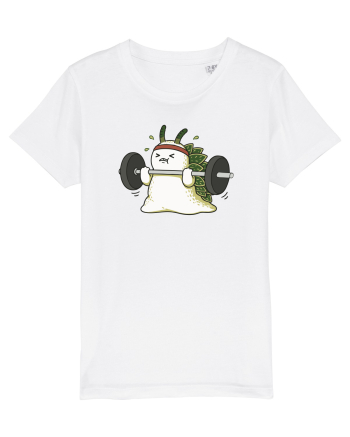 Funny Weightlifting Leaf Sheep Sea Slug Cartoon Cute Gym Ocean White