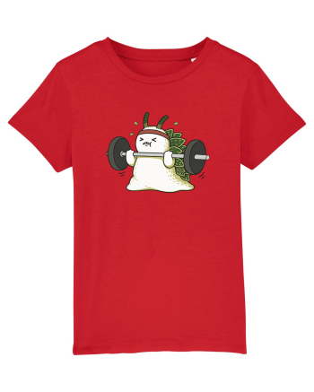Funny Weightlifting Leaf Sheep Sea Slug Cartoon Cute Gym Ocean Red