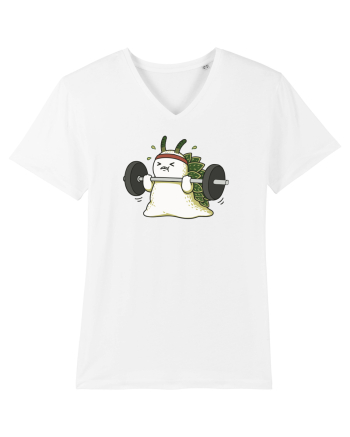 Funny Weightlifting Leaf Sheep Sea Slug Cartoon Cute Gym Ocean White