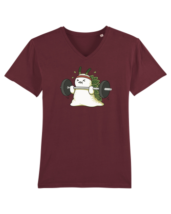 Funny Weightlifting Leaf Sheep Sea Slug Cartoon Cute Gym Ocean Burgundy