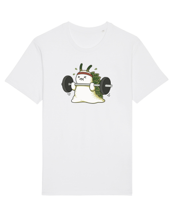 Funny Weightlifting Leaf Sheep Sea Slug Cartoon Cute Gym Ocean White