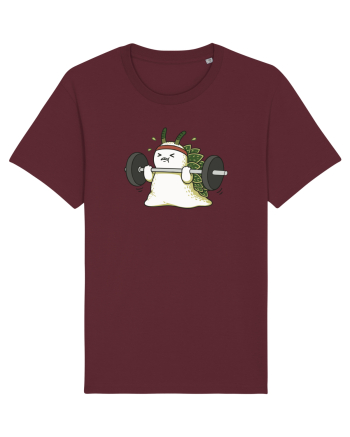 Funny Weightlifting Leaf Sheep Sea Slug Cartoon Cute Gym Ocean Burgundy
