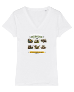 Nu mă grăbesc... mă bucur  Tricou mânecă scurtă guler V Damă Evoker