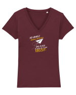 Nu urmez drumul bătătorit ..... Tricou mânecă scurtă guler V Damă Evoker