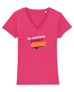 Nu perfect. Doar autentic. Tricou mânecă scurtă guler V Damă Evoker