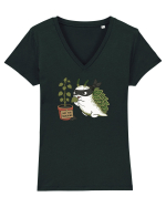 Funny Leaf Sea Slug Plant Thief Cartoon Cute Garden Ocean Animal Tricou mânecă scurtă guler V Damă Evoker