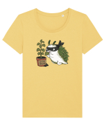 Funny Leaf Sea Slug Plant Thief Cartoon Cute Garden Ocean Animal Tricou mânecă scurtă guler larg fitted Damă Expresser