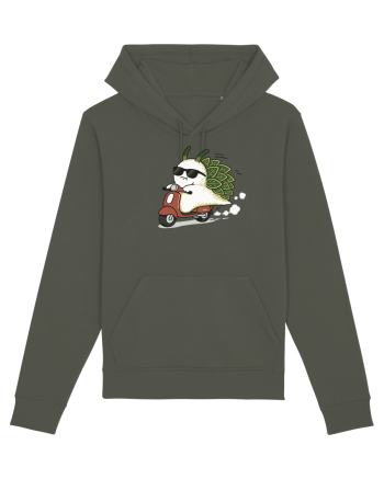 Funny Leaf Sea Slug Riding Scooter Cute Ocean Animal Summer Khaki