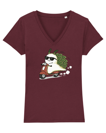 Funny Leaf Sea Slug Riding Scooter Cute Ocean Animal Summer Burgundy