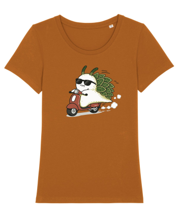 Funny Leaf Sea Slug Riding Scooter Cute Ocean Animal Summer Roasted Orange