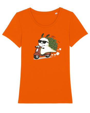 Funny Leaf Sea Slug Riding Scooter Cute Ocean Animal Summer Bright Orange