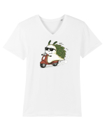 Funny Leaf Sea Slug Riding Scooter Cute Ocean Animal Summer Tricou mânecă scurtă guler V Bărbat Presenter