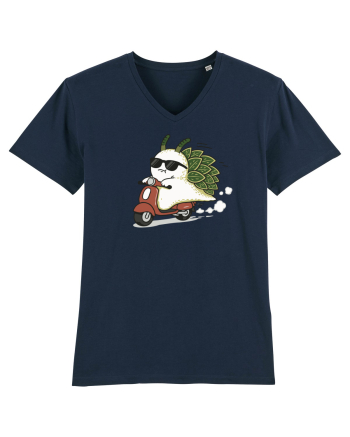 Funny Leaf Sea Slug Riding Scooter Cute Ocean Animal Summer French Navy