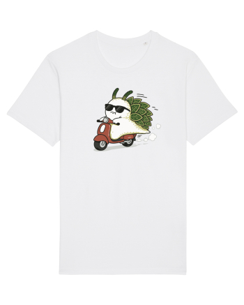 Funny Leaf Sea Slug Riding Scooter Cute Ocean Animal Summer White