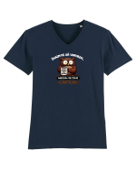 Cafea acum...lumea mai târziu  Tricou mânecă scurtă guler V Bărbat Presenter