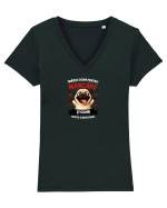 Trăiesc doar pentru mâncare  Tricou mânecă scurtă guler V Damă Evoker