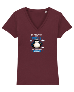 Nu sunt gras, sunt pufos. Tricou mânecă scurtă guler V Damă Evoker