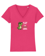 Nu sunt scurt..sunt compact  Tricou mânecă scurtă guler V Damă Evoker