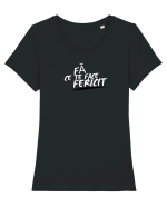 Fă ce te face fericit  Tricou mânecă scurtă guler larg fitted Damă Expresser