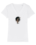 Astronaut -moon Tricou mânecă scurtă guler V Damă Evoker