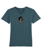 Astronaut -moon Tricou mânecă scurtă guler V Bărbat Presenter