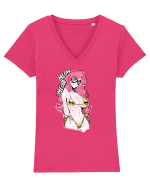 Meow Meow Tricou mânecă scurtă guler V Damă Evoker