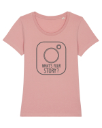 What's Your STORY? Tricou mânecă scurtă guler larg fitted Damă Expresser