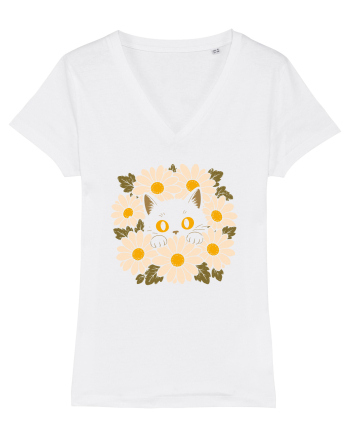 Curiosity in Full Bloom – Pisica dintre Margarete White