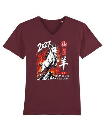 2027 Year of the Fire Goat Chinese Zodiac Lunar New Year Burgundy