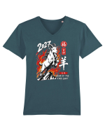 2027 Year of the Fire Goat Chinese Zodiac Lunar New Year Tricou mânecă scurtă guler V Bărbat Presenter