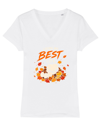Living My Best Life – Fall Leaves White