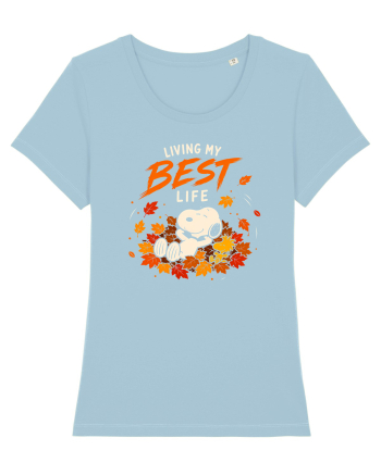 Living My Best Life – Fall Leaves Sky Blue