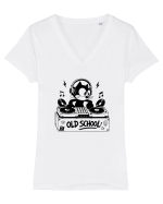 Old School Cat DJ – Play It Loud Tricou mânecă scurtă guler V Damă Evoker